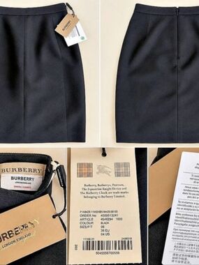 Burberry Black Pencil Skirt Size 4 NWT